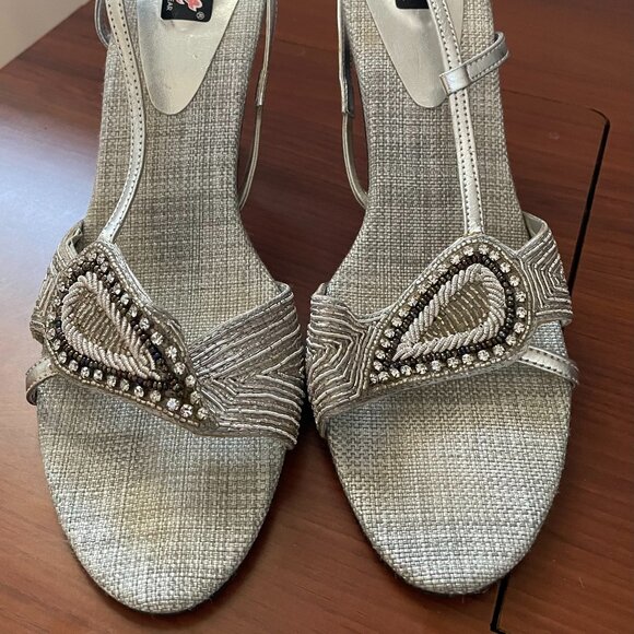 Women's Silver Heels with Rhinestones - WORN ONLY ONCE - Picture 6 of 7